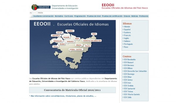 Página web EOI Euskadi