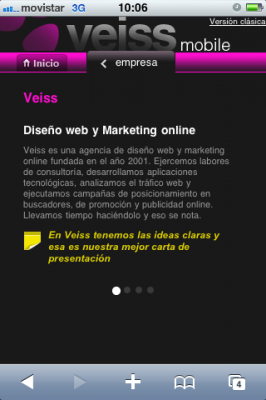 Página web móvil Veiss