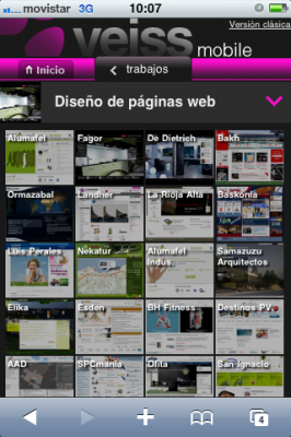 Pantallazo Veiss móvil