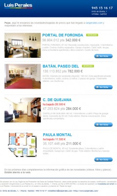 Email con alertas inmobiliarias