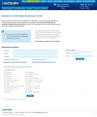 Formulario de alta servicio de alertas inmobiliarias