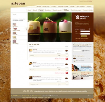 Proceso de compra en Tienda Online Artepan