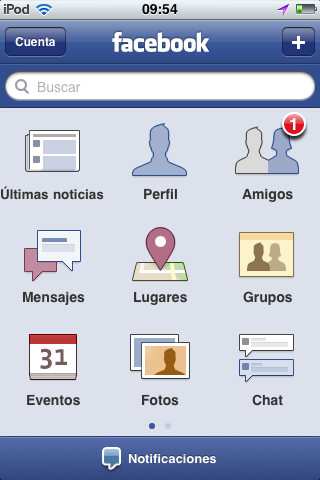 Versión táctil de Facebook