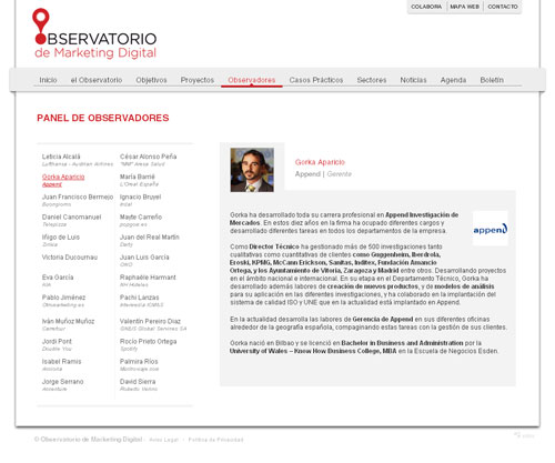 Página de observadores del Observatorio de Marketing Digital