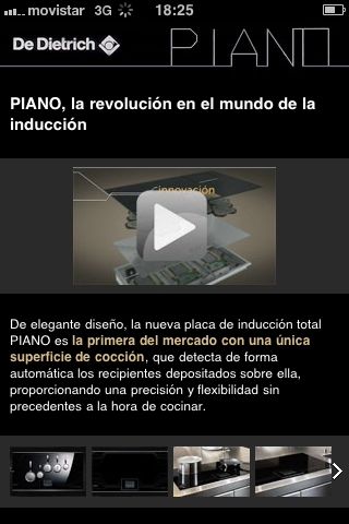 Sitio Web móvil para la placa piano de De Dietrich