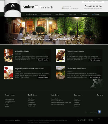 Home del Sitio Web del Restaurante Andere
