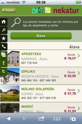 Listado de resultados de casas rurales en Álava