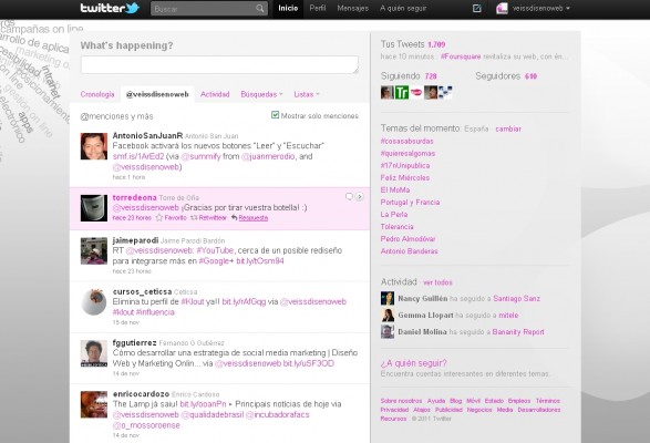 Cuenta de Veiss Twitter