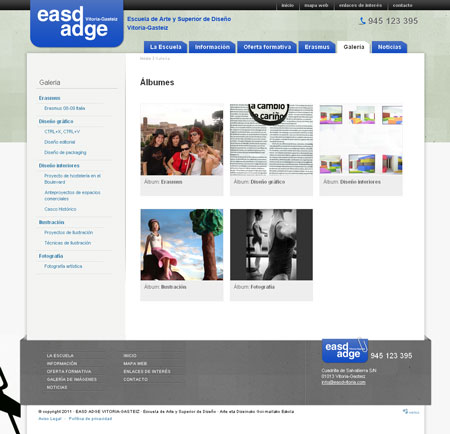 Sección Galería de la página Web de EASD Vitoria