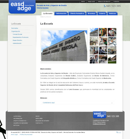 Sección Escuela de la página Web de EASD Vitoria