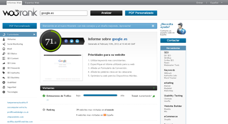 Consigue un informe SEO básico con Woorank Herramienta SEO Woorank