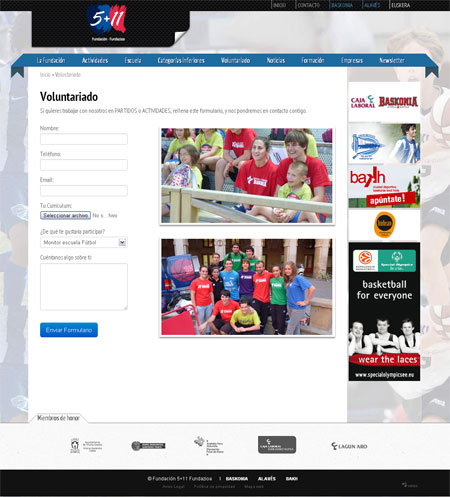 Formulario para ser voluntario en la Fundación 5+11