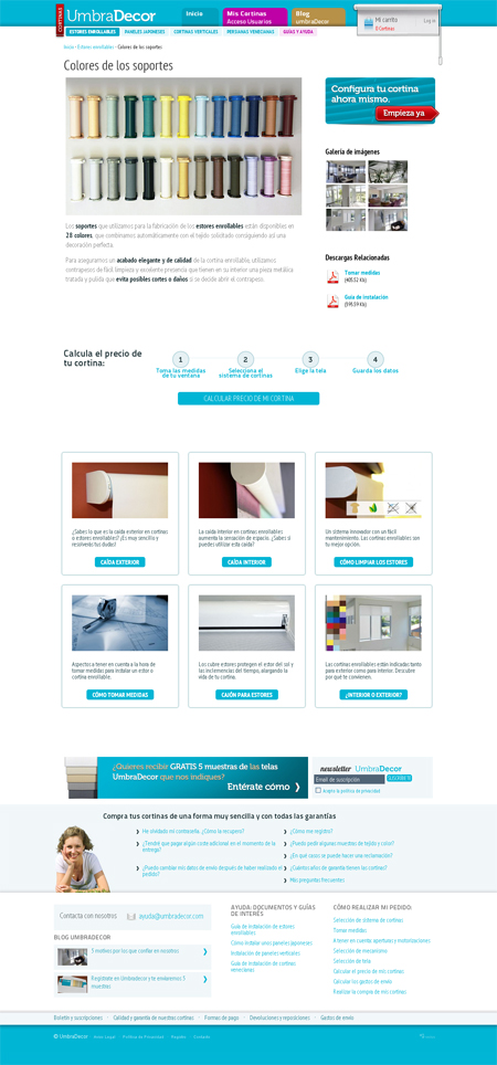 Contenido especifico de una familia de productos en Umbradecor