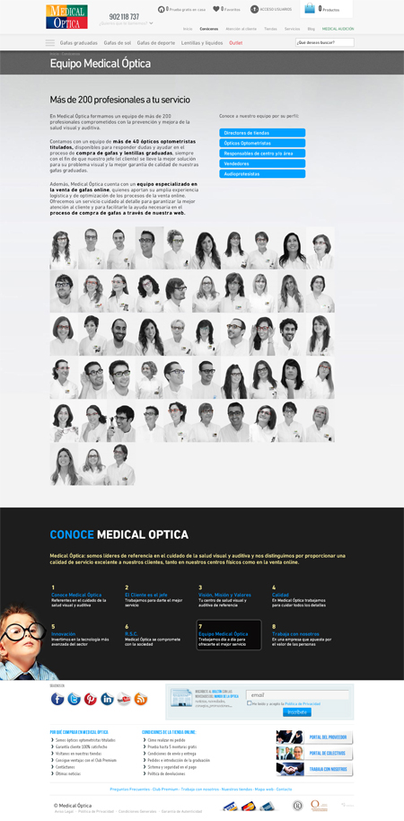 Página de equipo en la web de Medical Optica