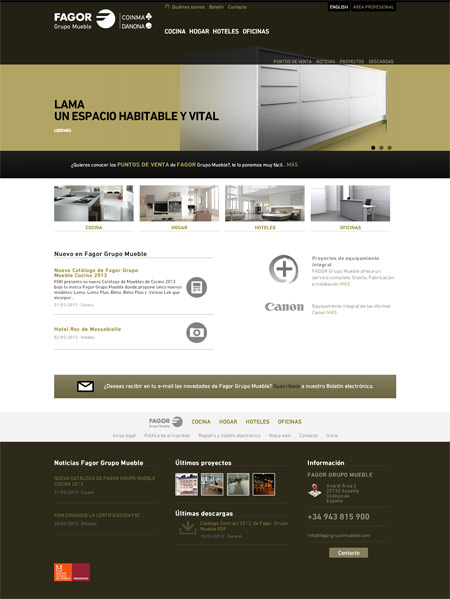 Página de inicio de la web de Fagor Grupo Mueble